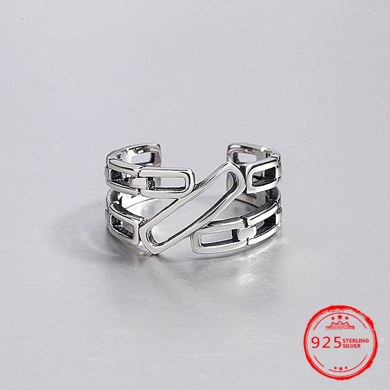 Silver 925 ring irregular cable chain double personality ring for women, suitable for small parties, birthday parties and other
Silver 925 ring irregular cable chain double personality ring for women, suitable for small parties, birthday parties and other