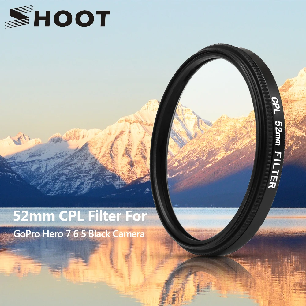 SHOOT 52mm Filter CPL for GoPro Hero 7 6 5 Black Action Camera Standard with Lens Cover and Adapter for Go Pro 6 5 7 Accessory
SHOOT 52mm Filter CPL for GoPro Hero 7 6 5 Black Action Camera Standard with Lens Cover and Adapter for Go Pro 6 5 7 Accessory