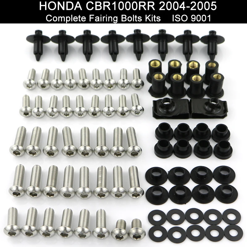 

Motorcycle Complete Full Fairing Bolts Kit Body Screws Nut Fit For Honda CBR1000RR CBR 1000 RR 2004 2005 Stainless Steel