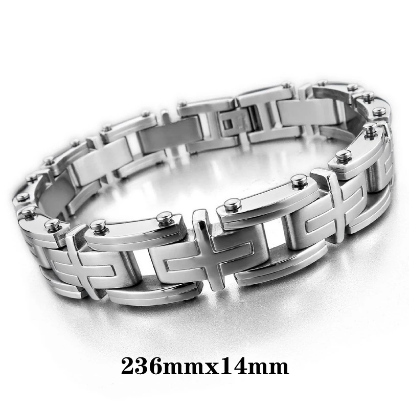 Vintage Cross Bracelet Stainless Steel Bracelet Toggle Clasps Bracelet Cool Man's Bracelet Size Length 14 mm Width 236 mm
Vintage Cross Bracelet Stainless Steel Bracelet Toggle Clasps Bracelet Cool Man's Bracelet Size Length 14 mm Width 236 mm