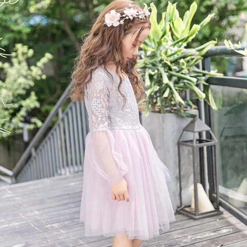 Детское платье принцессы для маленьких девочек одежда кружевное с длинными