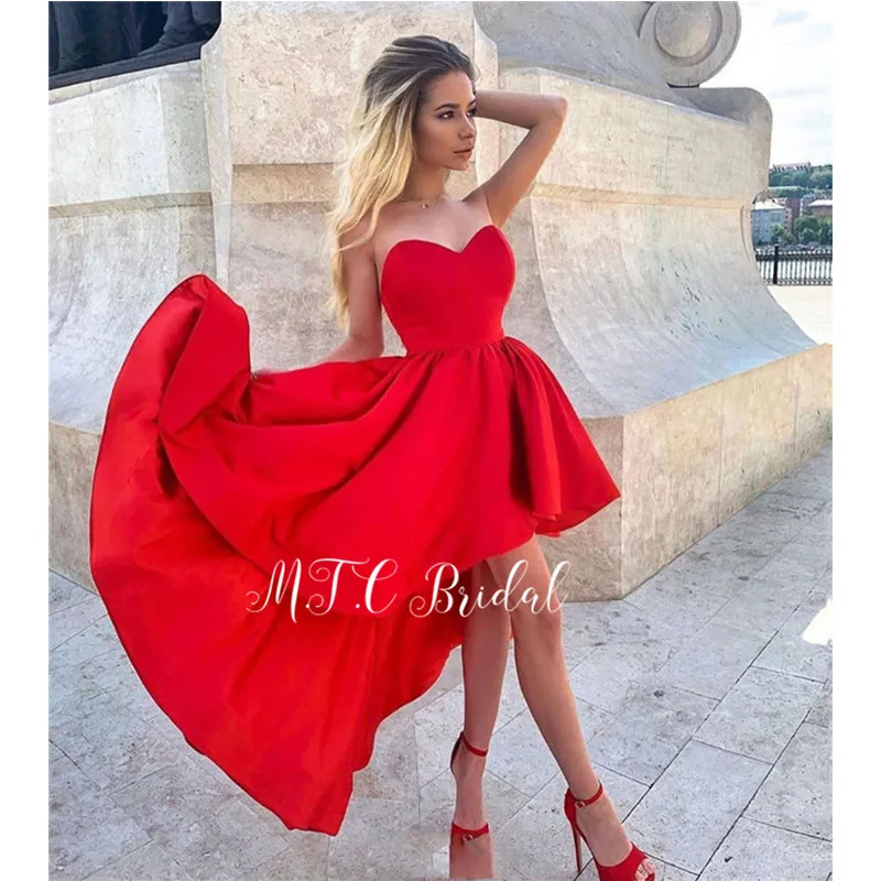Charming Red Long Evening Dress High Low Style Sweetheart Floor Length Satin Wedding Party Dresses 2019 Cheap Vestido De Festa
Charming Red Long Evening Dress High Low Style Sweetheart Floor Length Satin Wedding Party Dresses 2019 Cheap Vestido De Festa