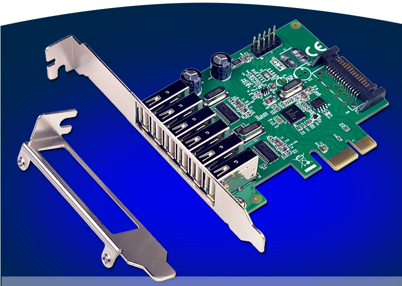 PCI-E to 8 Port USB2.0 Expansion Card (6 External Ports + 2 Internal 9Pin Ports)