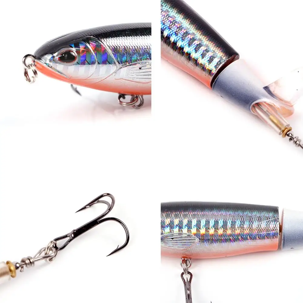 

Fishing Lure With Treble Hooks 3D Eyes 11cm 15g Artificial Bait Hard Rotating Tail Propeller Pesca Tackle For Camping Fishing
