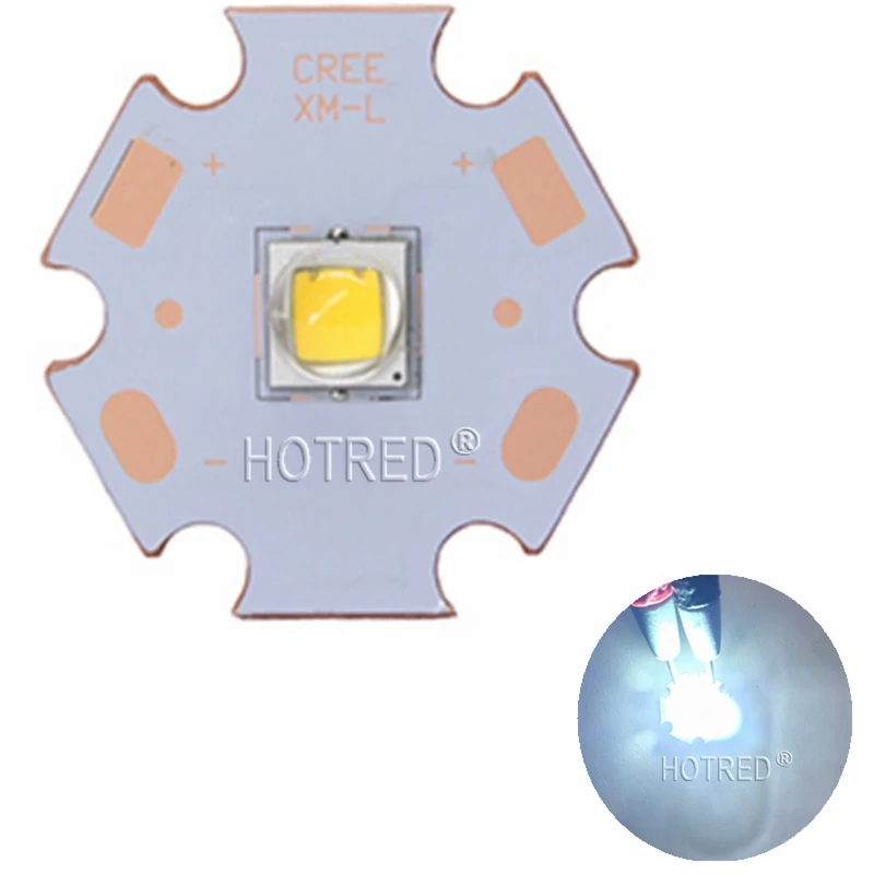 

Cree XLamp XML XM-L or XML2 XM-L2 T6 10W High Power LED Emitter Diode on 20mm Copper Base, Cool White Warm White Neutral White