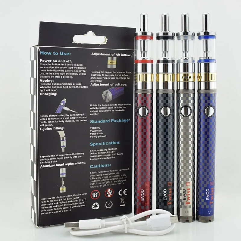 10pcs/lot SUB TWO EVOD Twist III M16 Kit E Cigarette 1600mah Adjustable Voltage 3.3V-4.8V Battery Vs Evod Twist II M14 Vape Pen
10pcs/lot SUB TWO EVOD Twist III M16 Kit E Cigarette 1600mah Adjustable Voltage 3.3V-4.8V Battery Vs Evod Twist II M14 Vape Pen