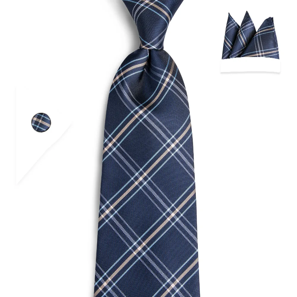 DiBanGu Classic Silk Mens Tie Royal Blue Plaid Necktie Pocket Square Cufflinks Clip Set For Men's Wedding Party Business MJ-7132
DiBanGu Classic Silk Mens Tie Royal Blue Plaid Necktie Pocket Square Cufflinks Clip Set For Men's Wedding Party Business MJ-7132