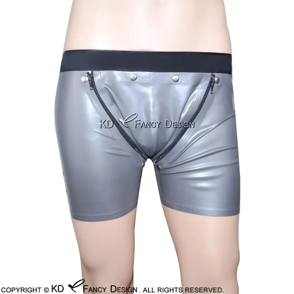 Silver And Black Trim Sexy Latex Boxer Shorts With Two Zippers Open Holds Rubber Boyshorts Underpants Underwear Briefs DK-0065
Silver And Black Trim Sexy Latex Boxer Shorts With Two Zippers Open Holds Rubber Boyshorts Underpants Underwear Briefs DK-0065