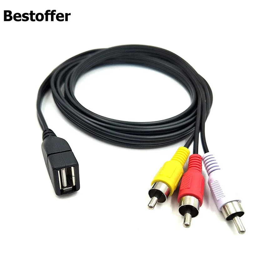 5 feet/1.5m USB 2.0 Female to 3 RCA Male Video A/V Camcorder Adapter Cable for TV/Mac/PC
5 feet/1.5m USB 2.0 Female to 3 RCA Male Video A/V Camcorder Adapter Cable for TV/Mac/PC
