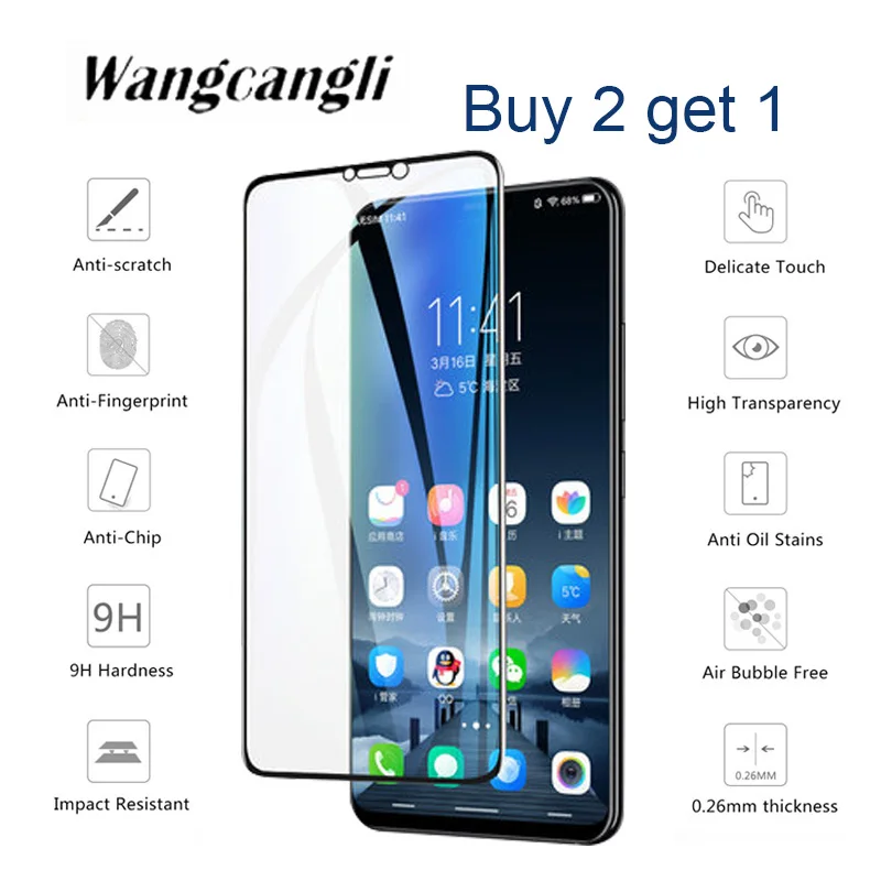 Купить 2 получить 1 2.5D изогнутое 9H твердое Защитное стекло для Vivo Y83 Y81S X21 X7 X21S X9