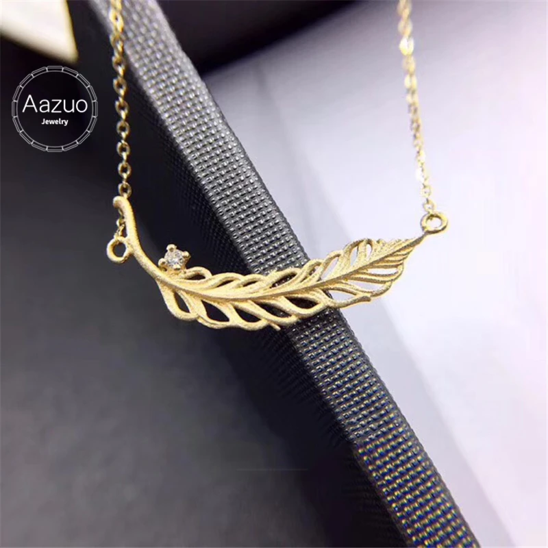 Aazuo Real 18K Yellow Gold Real Diamond IJ SI Originality Feather Micro Paved Free Pendent Necklace gifted for Women Birthday
Aazuo Real 18K Yellow Gold Real Diamond IJ SI Originality Feather Micro Paved Free Pendent Necklace gifted for Women Birthday