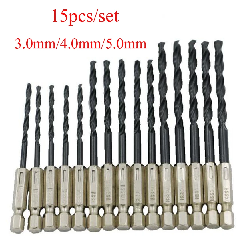 15pcs/set 3/4/5MM 1/4"Hexagonal handle High Speed Steel Nitriding Twist Drill bit for metal,wood,plastic drilling tool
15pcs/set 3/4/5MM 1/4"Hexagonal handle High Speed Steel Nitriding Twist Drill bit for metal,wood,plastic drilling tool