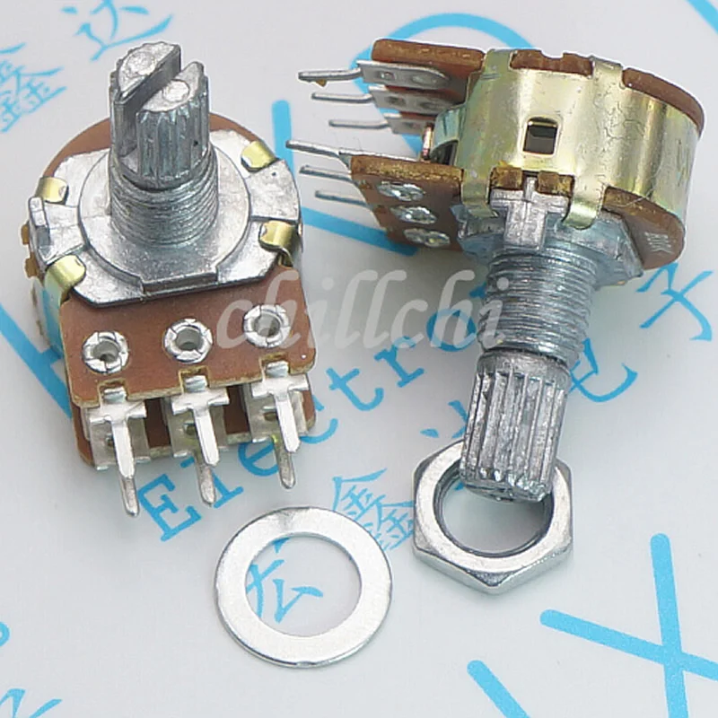 100PCS / WH148 type 50K double potentiometer B50K 15MM handle nut with audio Potentiometer / amplifier
100PCS / WH148 type 50K double potentiometer B50K 15MM handle nut with audio Potentiometer / amplifier