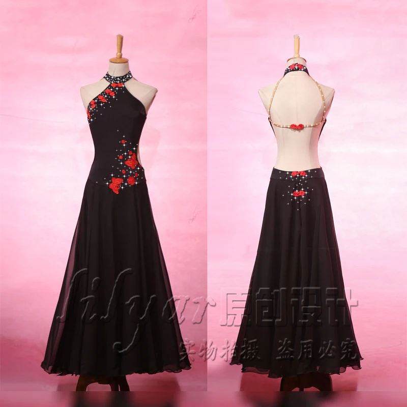 New Ballroom Dress Women Black Long Dress Backless Flower Salsa Dress Rumba Tango Latin Dance Show Stage Rave Costumes BL1414
New Ballroom Dress Women Black Long Dress Backless Flower Salsa Dress Rumba Tango Latin Dance Show Stage Rave Costumes BL1414