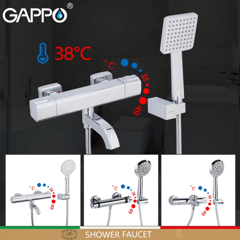 

GAPPO Thermostatic Shower Faucets wall mounted shower mixer bath mixer taps with thermostat waterfall tapware shower head set