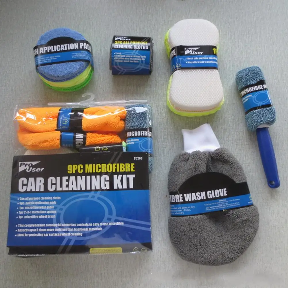 9Pcs Microfiber Car Wash Cleaning Kit Include Microfiber Towels Applicator Pads Wash Sponge Wash Glove Wheel Brush
9Pcs Microfiber Car Wash Cleaning Kit Include Microfiber Towels Applicator Pads Wash Sponge Wash Glove Wheel Brush