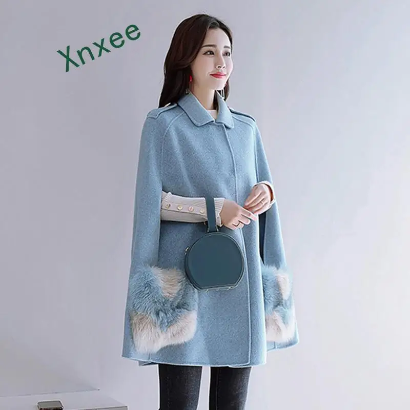 Xnxee 2019 new winter fashion fur pockets spliced Cloak coat women Turn-down Collar female Covered Button wool jacket
Xnxee 2019 new winter fashion fur pockets spliced Cloak coat women Turn-down Collar female Covered Button wool jacket