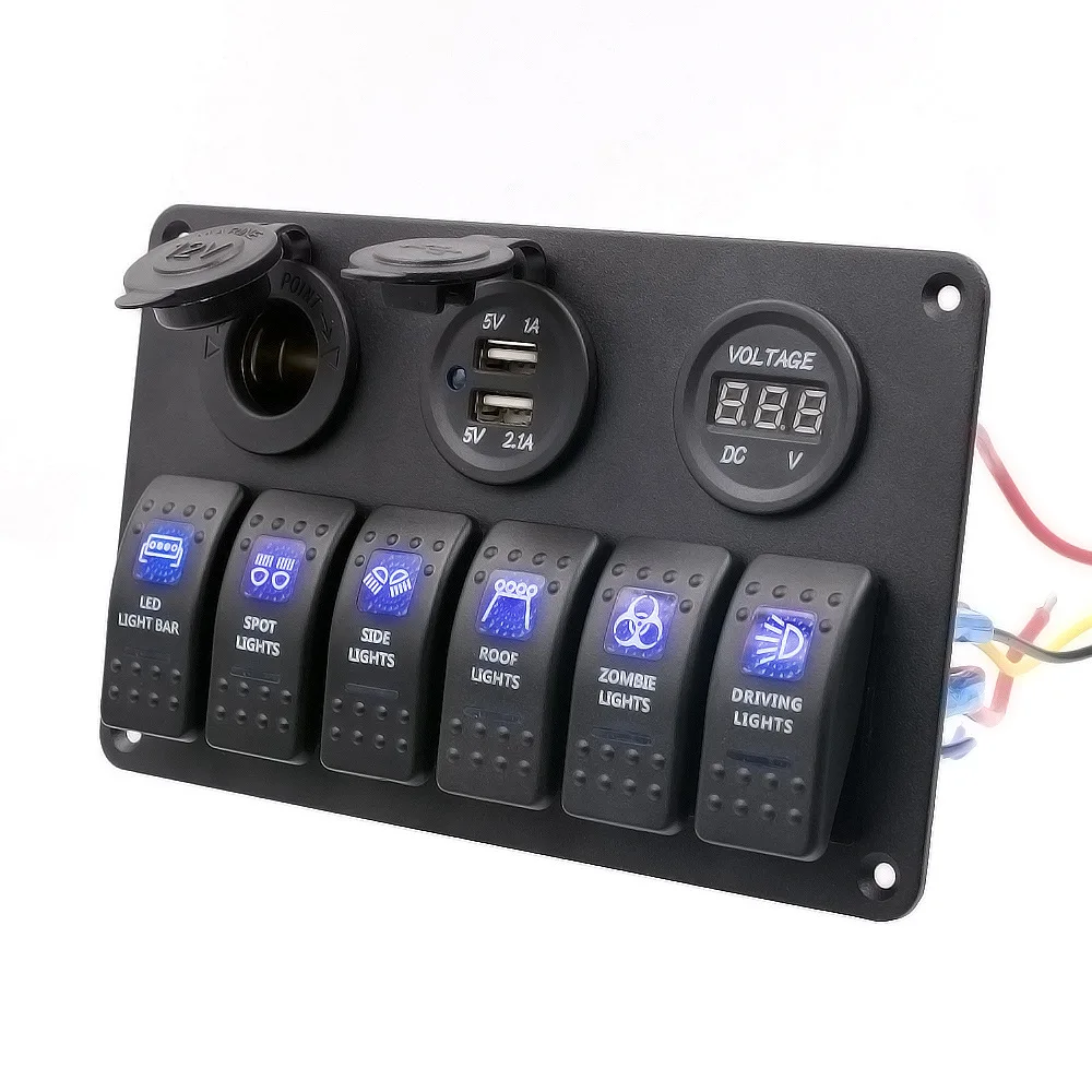 6 Gang LED Car Boat Rocker Switch Panel/ cigarette lighter socket plug and 2 USB socket /red Digital display voltmeter
6 Gang LED Car Boat Rocker Switch Panel/ cigarette lighter socket plug and 2 USB socket /red Digital display voltmeter