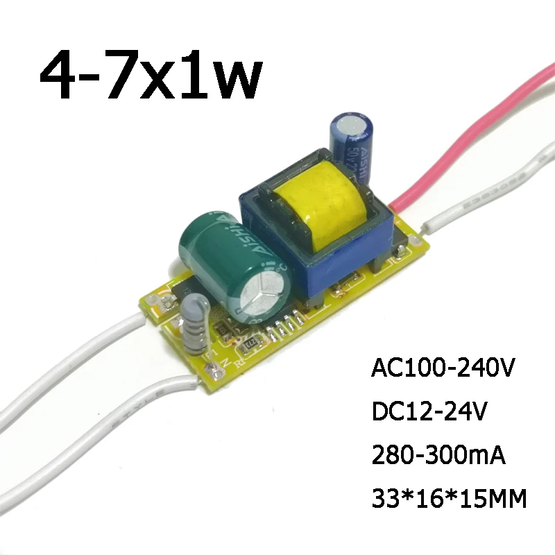 5pcs /lot 300mA Led Driver (4-7)x 1W Lamp Driver 4w 5w 6w 7w Power Supply Lighting Transformer AC 110V 220V
5pcs /lot 300mA Led Driver (4-7)x 1W Lamp Driver 4w 5w 6w 7w Power Supply Lighting Transformer AC 110V 220V