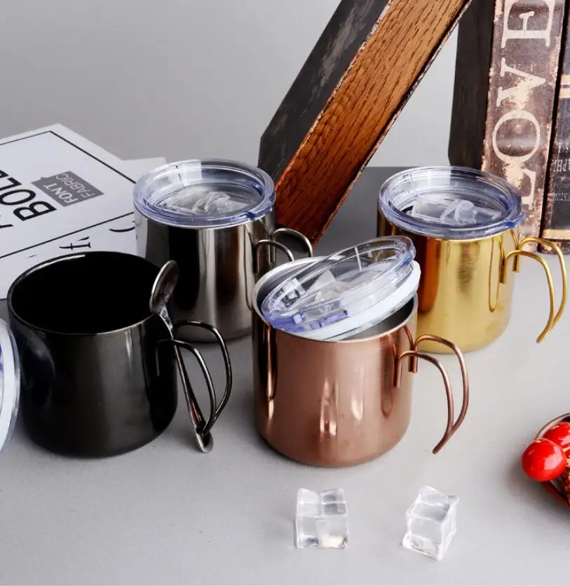 304 Stainless Steel Coffee Mugs Double Titanium Anti-hot Mug Gold Black Sliver Coffee Cup Breakfast Milk Cups with Lid 380ml
304 Stainless Steel Coffee Mugs Double Titanium Anti-hot Mug Gold Black Sliver Coffee Cup Breakfast Milk Cups with Lid 380ml