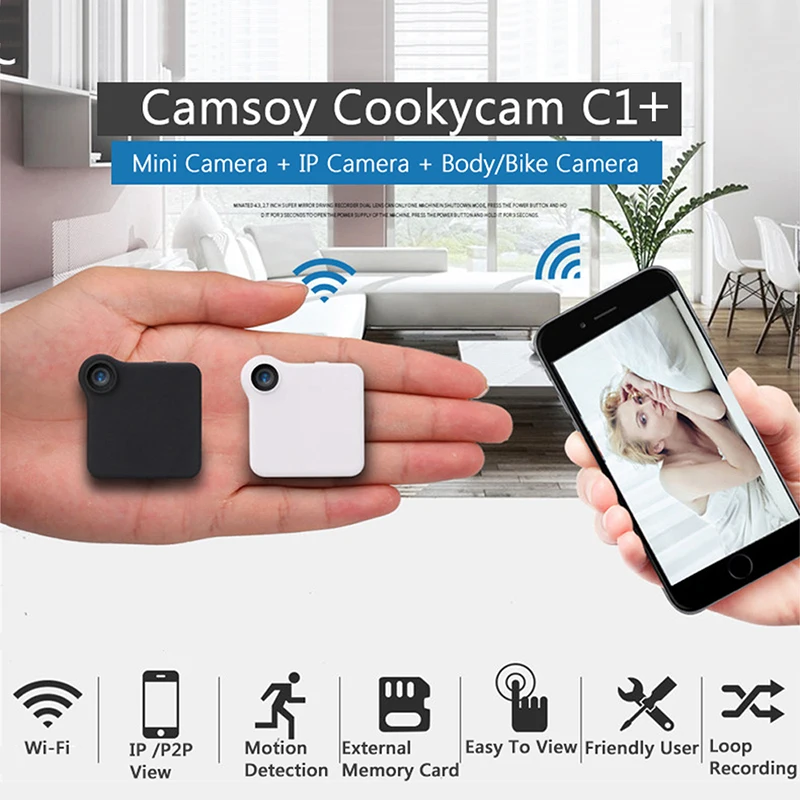 C1+ WIFI P2P Mini Camera HD 720P CAMSOY C1 Wearable IP Camera Motion Sensor Bike Body Micro DV DVR Magnetic Clip Voice Recorder
C1+ WIFI P2P Mini Camera HD 720P CAMSOY C1 Wearable IP Camera Motion Sensor Bike Body Micro DV DVR Magnetic Clip Voice Recorder