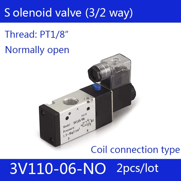 2pcs free shipping good qualty 3 port 2 position Solenoid Valve 3V110-06-NO, Normally open, 3/2way, 1/8", DC12V, DC24V, AC220V
2pcs free shipping good qualty 3 port 2 position Solenoid Valve 3V110-06-NO, Normally open, 3/2way, 1/8", DC12V, DC24V, AC220V