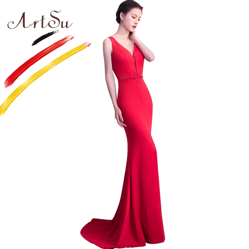 ArtSu Sexy V-Neck Sleeveless Vestido De Noiva Pearl Beading Party Dress Women Bodycon Long Floor-Length Mermaid Robe De Soiree
ArtSu Sexy V-Neck Sleeveless Vestido De Noiva Pearl Beading Party Dress Women Bodycon Long Floor-Length Mermaid Robe De Soiree