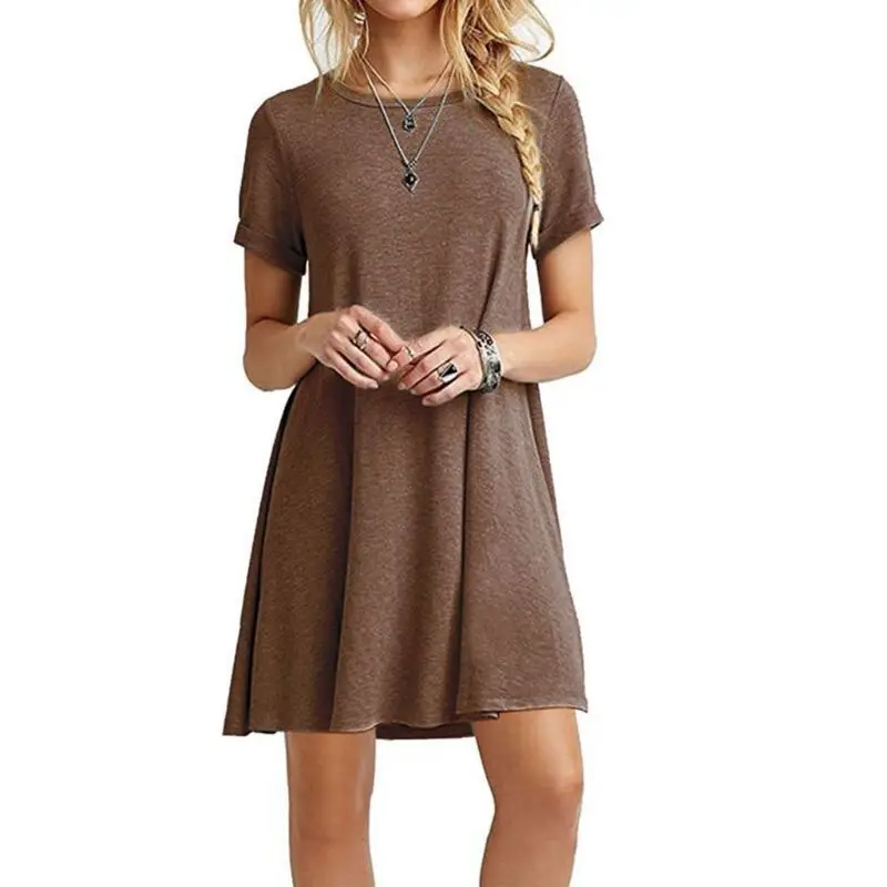 Woman Summer Dress Short Sleeves Midi Swing T-Shirt Dress Plus Size Plain Solid Color Crew Neck Casual Loose Pullover Tunic Tops
Woman Summer Dress Short Sleeves Midi Swing T-Shirt Dress Plus Size Plain Solid Color Crew Neck Casual Loose Pullover Tunic Tops