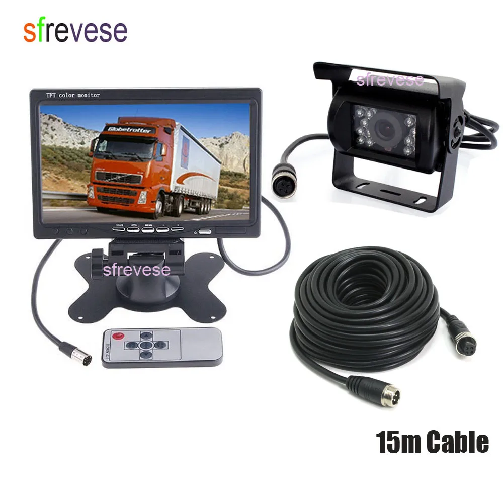 Камера заднего вида водонепроницаемая 4pin CCD кабель 15 м + ЖК монитор 7 " комплект