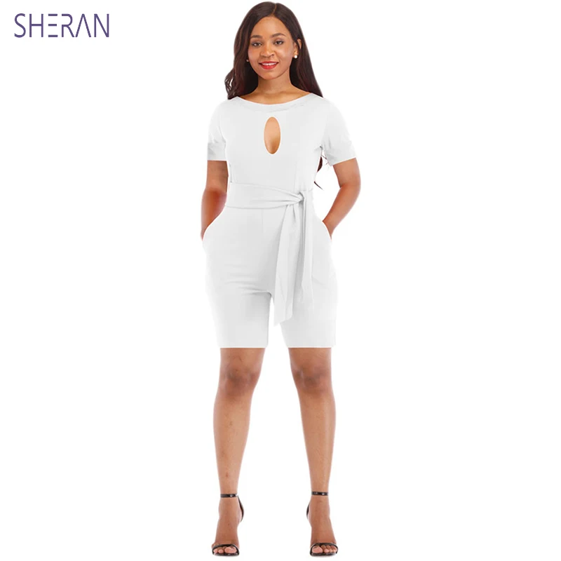 Solid color round neck Summer Playsuits and Jumpsuits Short Sleeve Sashes Off Cutout Sexy Women Rompers Casual Short Jumpsuit
Solid color round neck Summer Playsuits and Jumpsuits Short Sleeve Sashes Off Cutout Sexy Women Rompers Casual Short Jumpsuit
