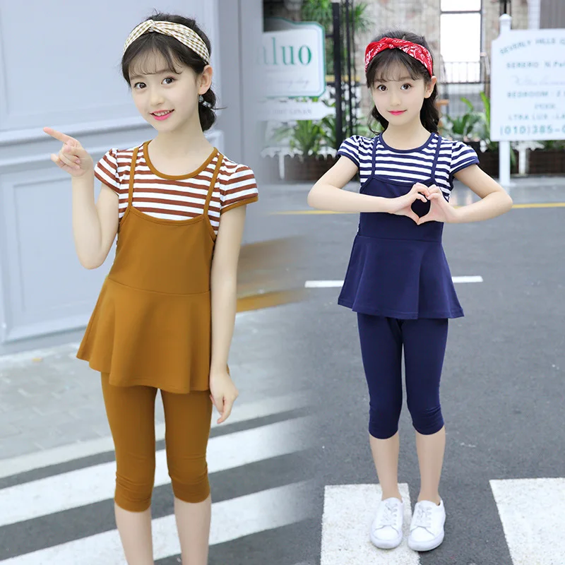 2020 Summer Girls Clothing Set Baby GirlClothes Cotton Condole Patchwork Stripe Top+Tight Pants Suits For 4 6 8 10 12 14 Years
2020 Summer Girls Clothing Set Baby GirlClothes Cotton Condole Patchwork Stripe Top+Tight Pants Suits For 4 6 8 10 12 14 Years