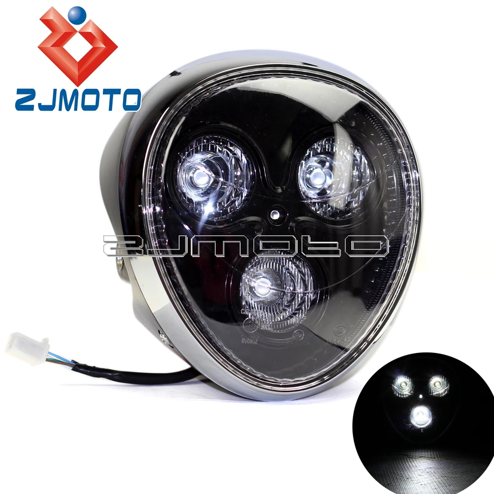 12V LED Motorcycle Monkey Face Headlight 3 Bulbs Hi/Lo Beam Front Headlamp For Harley Cafe Racer Choppers Cruiser Street Bikes
12V LED Motorcycle Monkey Face Headlight 3 Bulbs Hi/Lo Beam Front Headlamp For Harley Cafe Racer Choppers Cruiser Street Bikes