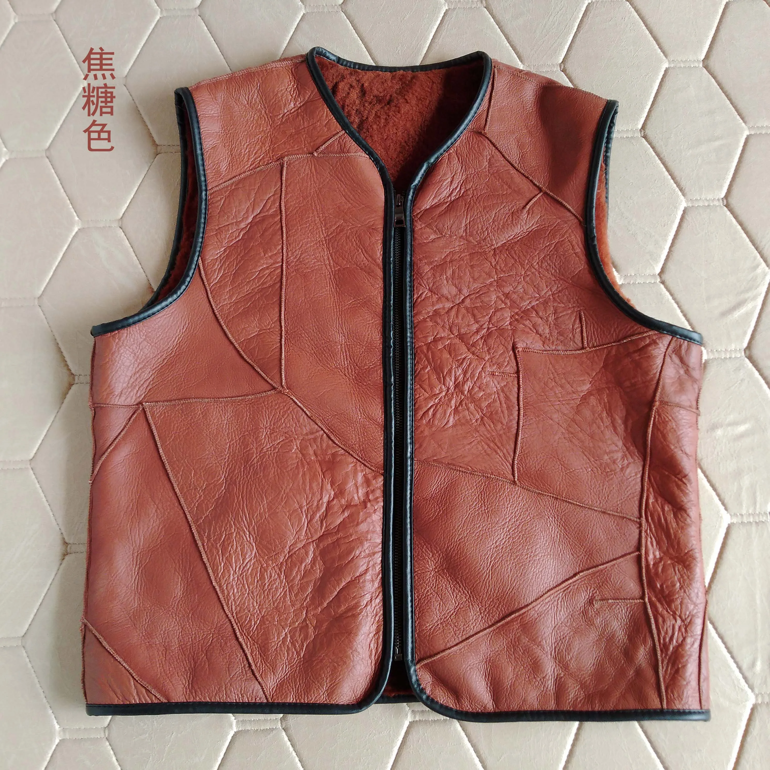 BO 2022 leather sheep shearing fur one sheepskin vest leather stitching vest winter warm vest
BO 2022 leather sheep shearing fur one sheepskin vest leather stitching vest winter warm vest