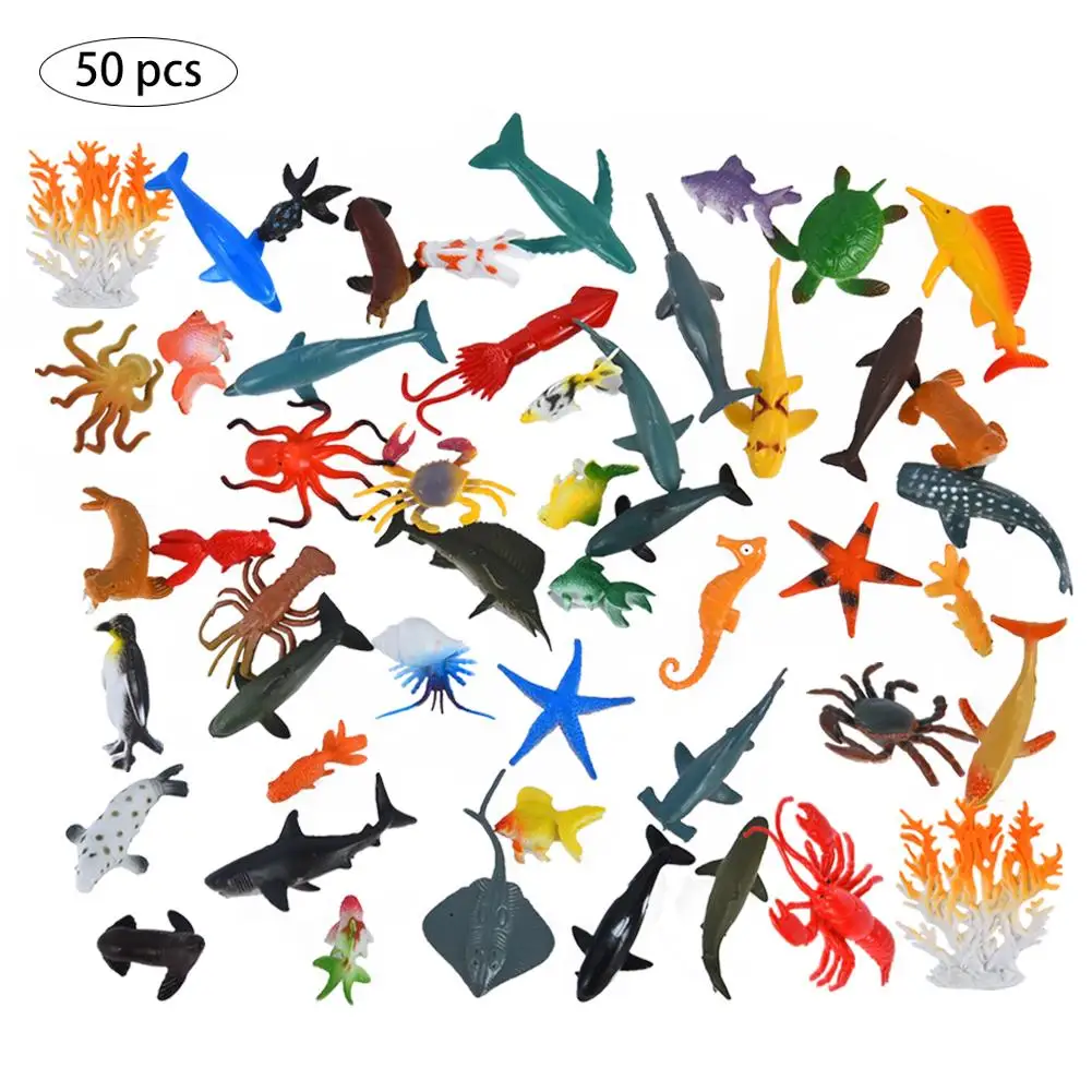 

50 шт. имитационная модель морского животного игрушка имитация морских животных океан морская фигурки животных игрушки для детей, для малыш...
