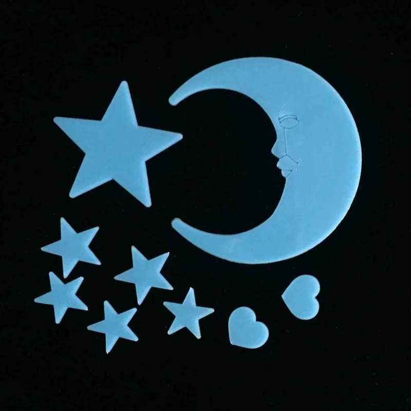 PVC3D Multicolored light-emitting luminous fluorescent wall stickers Moon Star Beautiful boys and girls children's bedrooms | Дом и сад