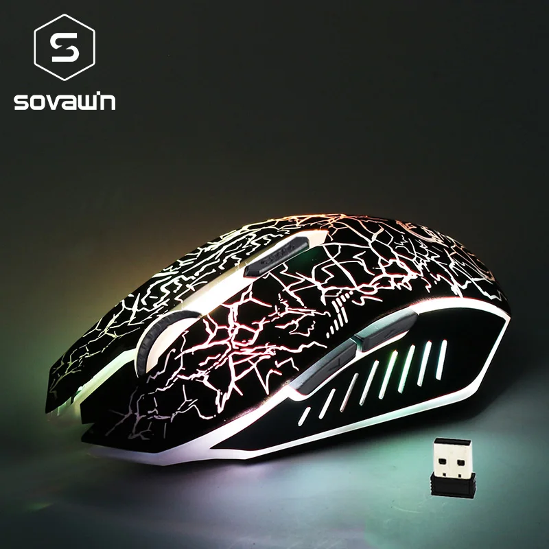 Перезаряжаемая дышащая светодиодсветодиодный Беспроводная игровая мышь USB 2 4