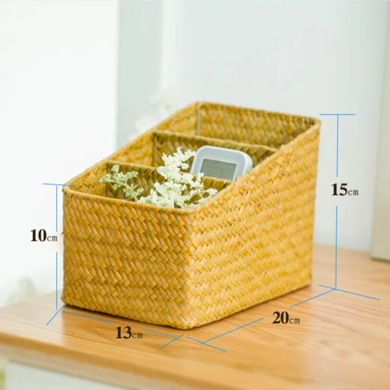 3 Lattices Natural Handmade Woven Straw Desktop Storage Boxes Office Remote Control Key neatening organizer Grid Mesh Baskets
3 Lattices Natural Handmade Woven Straw Desktop Storage Boxes Office Remote Control Key neatening organizer Grid Mesh Baskets