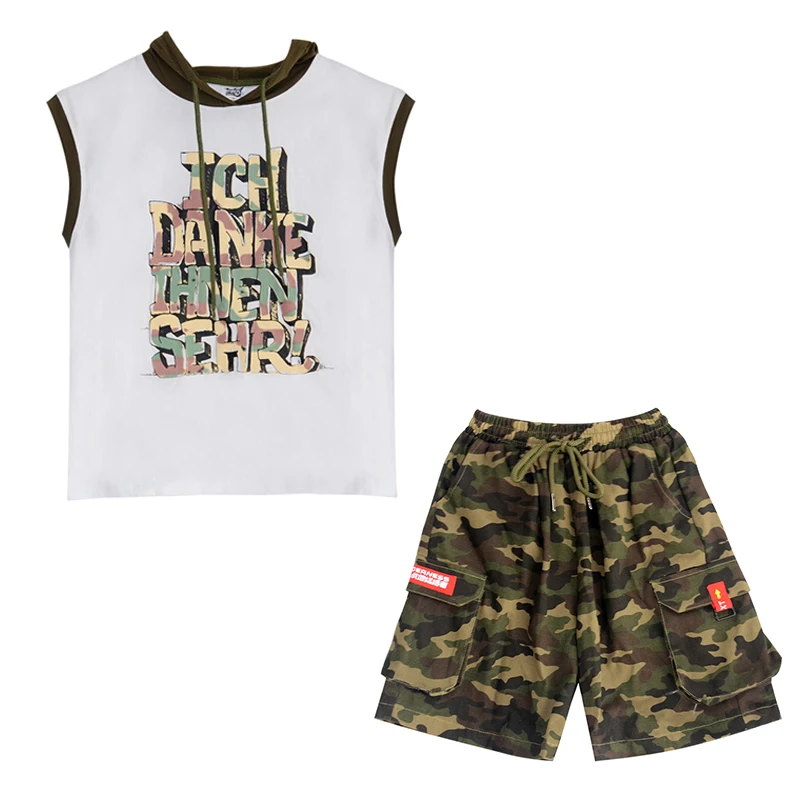 Fashion Hip Hop Jazz Dances Costume Kids Handsome Camouflage Summer Street Dance Clothes Children Stage Performance Wear DWY2011
Fashion Hip Hop Jazz Dances Costume Kids Handsome Camouflage Summer Street Dance Clothes Children Stage Performance Wear DWY2011