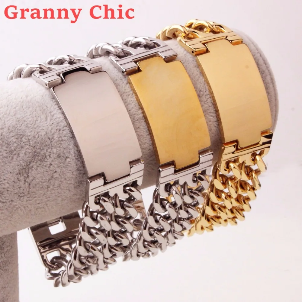 Фото Бабушка шик полированный серебряный золотой цвет 316L нержавеющая сталь мужская
