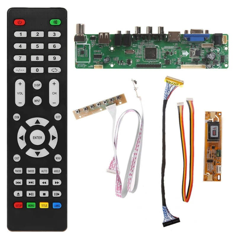 V53 Universal LCD TV Controller Driver Board PC/VGA/HDMI/USB Interface+7 Key Board+LVDs Cable Kit
V53 Universal LCD TV Controller Driver Board PC/VGA/HDMI/USB Interface+7 Key Board+LVDs Cable Kit