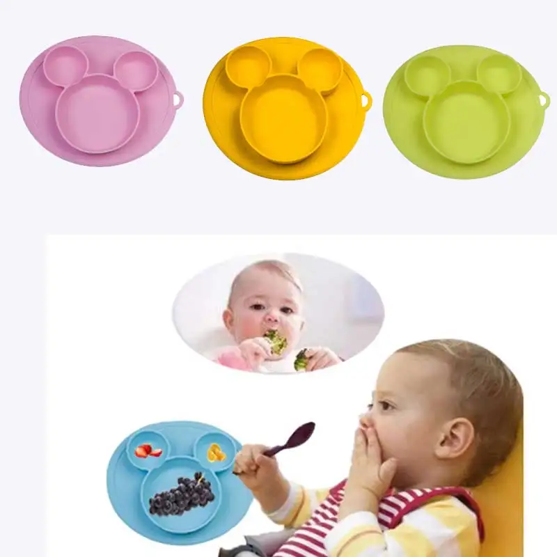Фото Безопасная силиконовая обеденная тарелка для малышей без бисфенола А плотные