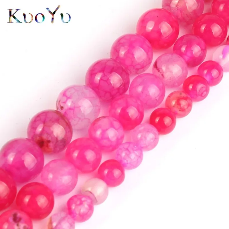 Natural Stone Rose Red Dragon Fire Vein Agates Round Loose Beads 15&quot6/8/10mm Pick Size For Jewelry Making Diy Bracelet Necklace |