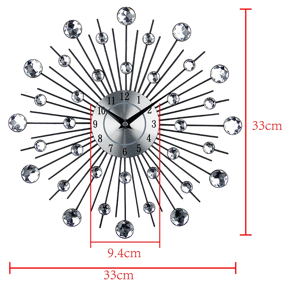 Vintage Metal Art Wall Clock Hot Sell Luxury Diamond Large Watch Orologio Da Parete Morden Design Home Decor Wandklok | Дом и сад