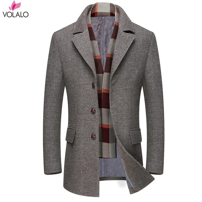 

VOLALO Men's Slim Fit Winter Warm Short Wool Blend Coat Business Jacket Mens Slim Fit Wool Blazer Long Jacket Men