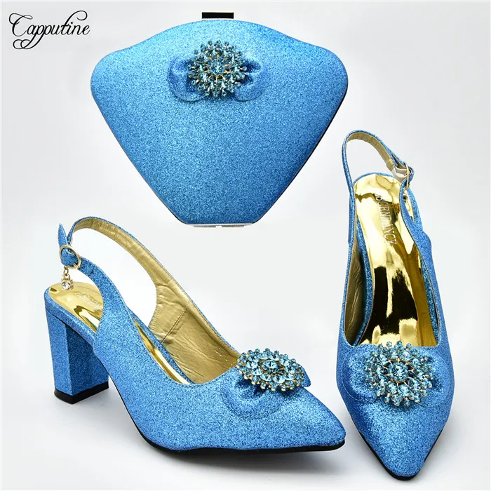 Sky blue high heel pointed toe shoes and purse bag set ladies pumps matching handbag 108-6 height 7cm
Sky blue high heel pointed toe shoes and purse bag set ladies pumps matching handbag 108-6 height 7cm
