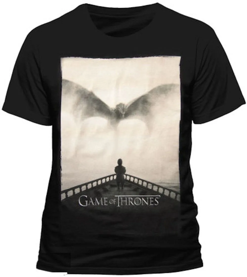 Хлопковые рубашки Игра престолов Tyrion Lannister силуэт дракона футболка Ufficiale Uomo
