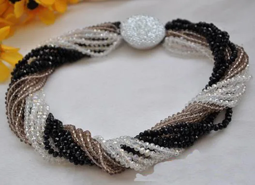 Perfect Handmade Luck Jewellery,15rows 18inches 4mm Black Smoky Clear Faceted Crystal Beads Rainbow Necklace
Perfect Handmade Luck Jewellery,15rows 18inches 4mm Black Smoky Clear Faceted Crystal Beads Rainbow Necklace