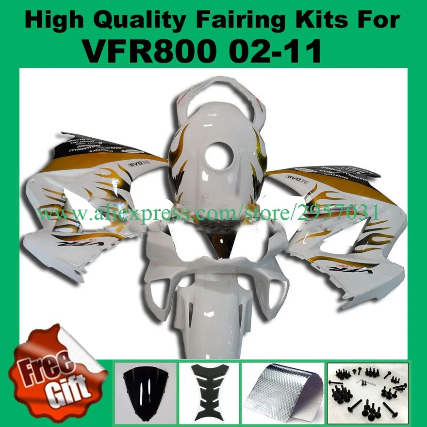 Free screws For Honda VFR 800 2002 2003 2004 2005 - 2010 2011 2012 ABS Plastic motorcycle Golden White Fairing Kit
Free screws For Honda VFR 800 2002 2003 2004 2005 - 2010 2011 2012 ABS Plastic motorcycle Golden White Fairing Kit