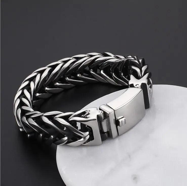 17MM Heavy Vintage Men 316L Titanium Stainless Steel Dragon Keel Bracelet Jewelry Punk Rock Male Biker Chain Bracelets Bangle
17MM Heavy Vintage Men 316L Titanium Stainless Steel Dragon Keel Bracelet Jewelry Punk Rock Male Biker Chain Bracelets Bangle