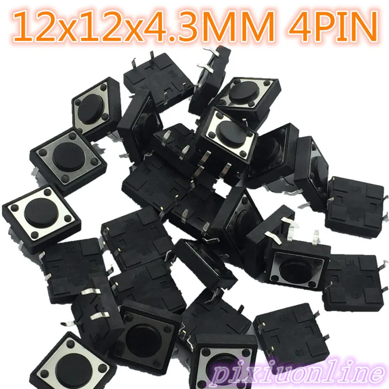 

G81Y 12x12x4.3MM 4PIN High Quality 30pcs Tactile Tact Push Button Micro Switch Self-reset DIP Top Copper The Cheapest